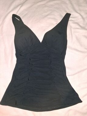Profile By Gottex Black Ruched Tankini Top